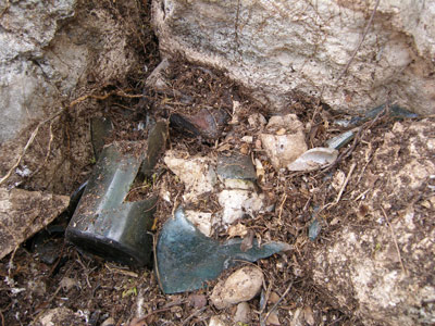 Restos de botellas encontrados dentro del solar. Cortesia de Dr. Hector Hernandez0316