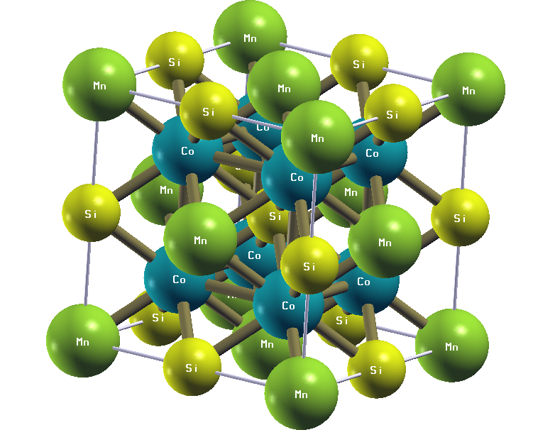 Estructura FCC ( face-centered cubic) de la aleación Heusler completa Co2MnSi.png